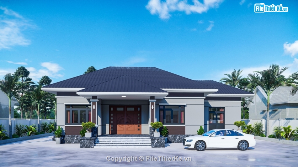 1 tầng,thiết kế biệt thự 1 tầng,Biệt thự 18x10m